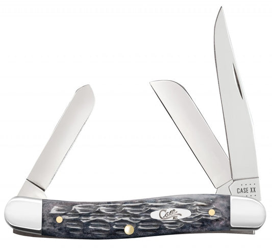 Case XX™ Knives Medium Stockman Pocket Knife Worn Jigged Gray Bone CS Steel 58413