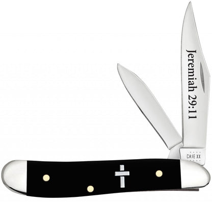 W.R. Case XX Knives Jeremiah 29:11 Cross Black Synthetic Peanut Stainless Pocket Knife 60866