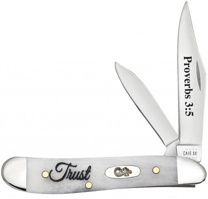 W.R. Case XX Knives Proverbs 3:5 Trust Natural Bone Peanut Stainless Pocket Knife 60867