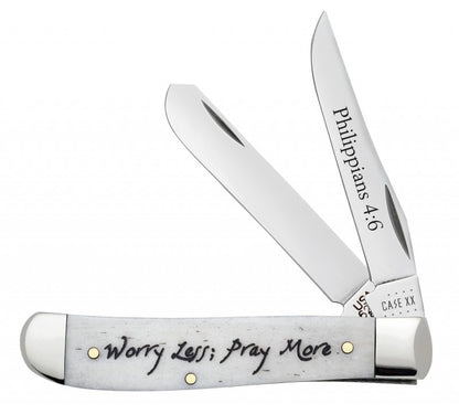 Case XX™ Knives Mini Trapper Worry Less, Pray More Natural Bone 60869