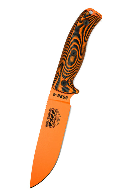 ESEE Knives™ Full-Tang Fixed Blade 6POR-006 Orange & Black G10 1095 Carbon Steel Knife