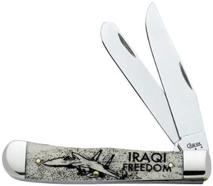 W.R. Case XX Knives Blue & Natural Bone Iraqi Freedom Trapper Stainless Pocket Knife 07045
