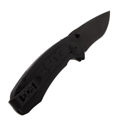 SOG Specialty Knives™ Banner Button Lock BA1001-BX Black Anodized Aluminum S35VN Stainless Steel Pocket Knife