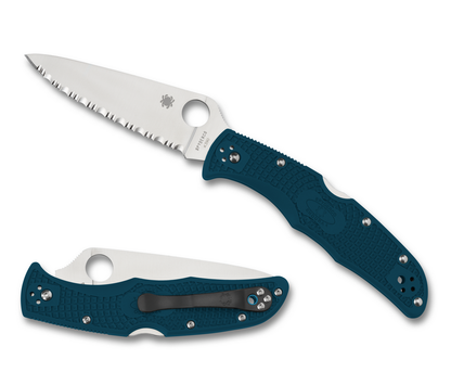 Spyderco Knives™ Endura 4 Lockback C10FSK390 Blue Fiberglass Reinforced Nylon K390 Microclean Carbon Steel Pocket Knife