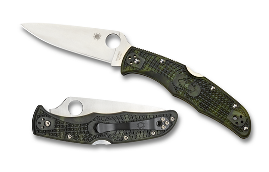 Spyderco Knives™ Endura 4 Lockback C10ZFPGR Zome Green Fiberglass Reinforced Nylon VG-10 Stainless Steel Pocket Knife