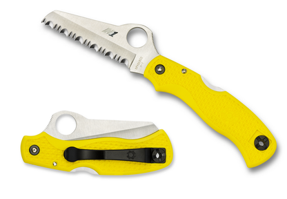 Spyderco Knives™ Saver Salt Lockback C118SYL Yellow Fiberglass Reinforced Nylon H2 Stainless Steel Pocket Knife