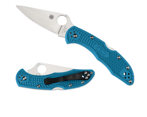 Spyderco Knives™ Delica 4 Lockback C11FPBL Blue Fiberglass Reinforced Nylon VG-10 Stainless Steel Pocket Knife