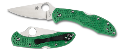 Spyderco Knives™ Delica 4 Lockback C11FPGR Green Fiberglass Reinforced Nylon VG-10 Stainless Steel Pocket Knife