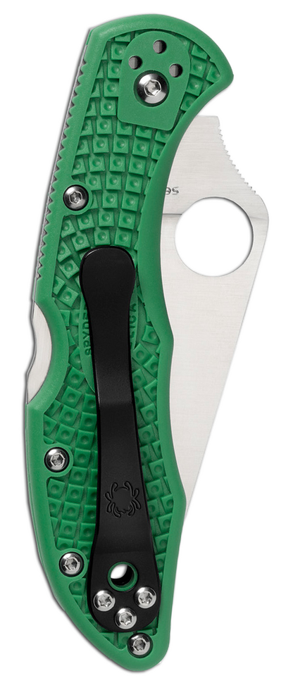 Spyderco Knives™ Delica 4 Lockback C11FPGR Green Fiberglass Reinforced Nylon VG-10 Stainless Steel Pocket Knife