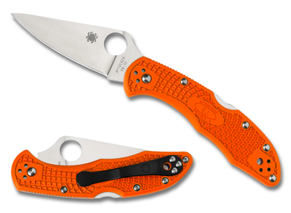 Spyderco Knives™ Delica 4 Lockback C11FPOR Orange Fiberglass Reinforced Nylon VG-10 Stainless Steel Pocket Knife