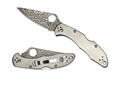 Spyderco Knives™ Delica 4 Lockback C11TIPD Titanium VG-10 Stainless Steel and Damascus Steel Pocket Knife