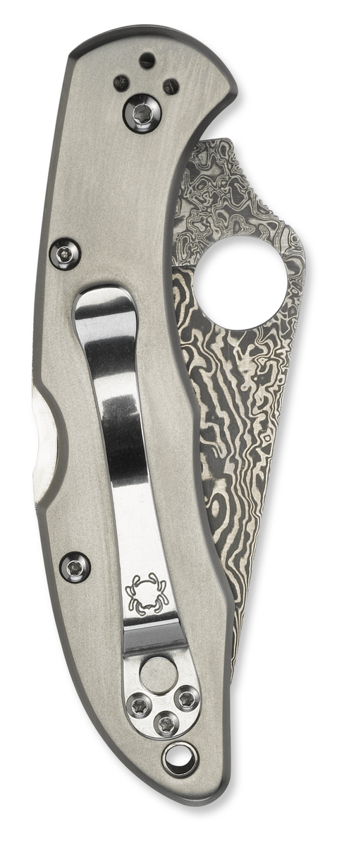 Spyderco Knives™ Delica 4 Lockback C11TIPD Titanium VG-10 Stainless Steel and Damascus Steel Pocket Knife