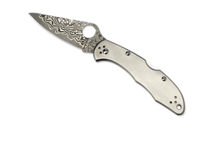 Spyderco Knives™ Delica 4 Lockback C11TIPD Titanium VG-10 Stainless Steel and Damascus Steel Pocket Knife