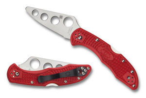 Spyderco Knives™ Delica 4 Lockback C11TR Red Fiberglass Reinforced Nylon AUS-6 Stainless Steel Pocket Knife