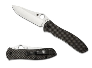 Spyderco Knives™ Bradley Folder 2 Liner Lock C134CFP2 Black Carbon Fiber and G-10 CPM M4 High Carbon Steel Pocket Knife