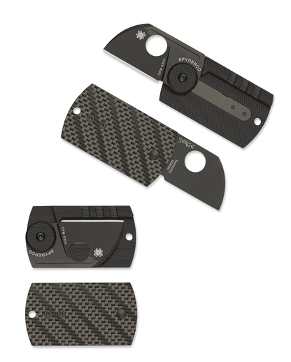 Spyderco Knives™ Dog Tag Folder C188CFBBKP Black Carbon Fiber and G-10 Laminate CPM S30V Stainless Steel Pocket Knife
