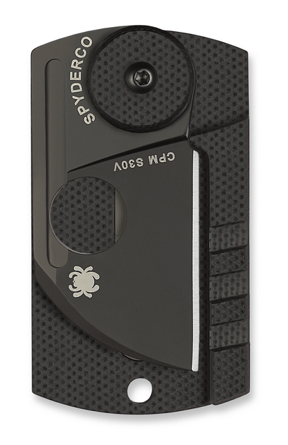 Spyderco Knives™ Dog Tag Folder C188CFBBKP Black Carbon Fiber and G-10 Laminate CPM S30V Stainless Steel Pocket Knife