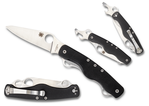 Spyderco Knives™ ClipiTool Standard Liner Lock C208GP Black G-10 8Cr13MoV Stainless Steel Pocket Knife