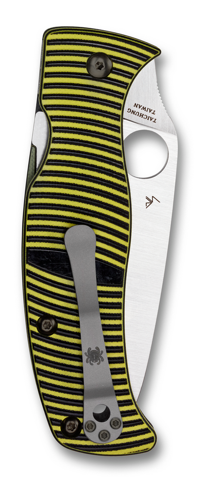 Spyderco Knives™ Caribbean Compression Liner Lock C217GP Black G-10 and Yellow G-10 LC200N Stainless Steel Pocket Knife
