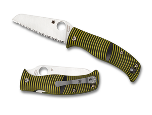 Spyderco Knives™ Caribbean Compression Liner Lock C217GSSF Black G-10 and Yellow G-10 LC200N Stainless Steel Pocket Knife
