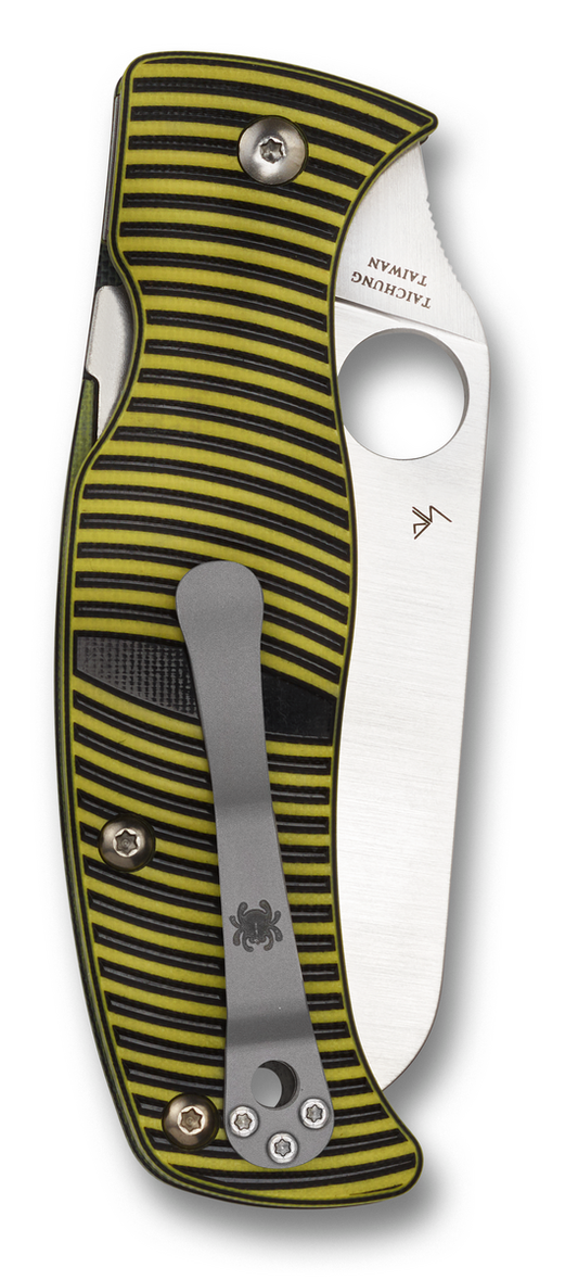 Spyderco Knives™ Caribbean Compression Liner Lock C217GSSF Black G-10 and Yellow G-10 LC200N Stainless Steel Pocket Knife