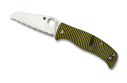 Spyderco Knives™ Caribbean Compression Liner Lock C217GSSF Black G-10 and Yellow G-10 LC200N Stainless Steel Pocket Knife