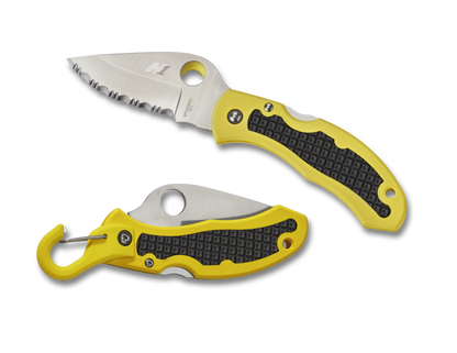 Spyderco Knives™ Snap-It Salt Lockback C26SYL Yellow Fiberglass Reinforced Nylon H2 Stainless Steel Pocket Knife