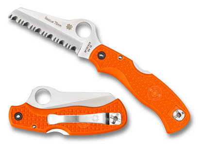 Spyderco Knives™ Rescue Lockback C45SOR Orange Fiberglass Reinforced Nylon VG-10 Stainless Steel Pocket Knife