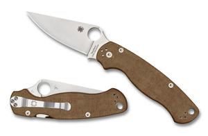 Spyderco Knives™ Para Millie 2 Compression Liner Lock C81MPCW2 Brown Canvas Micarta CPM CRU-WEAR Steel Pocket Knife
