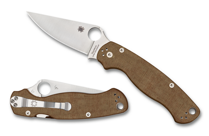 Spyderco Knives™ Para Millie 2 Compression Liner Lock C81MPCW2 Brown Canvas Micarta CPM CRU-WEAR Steel Pocket Knife