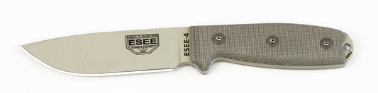 ESEE Knives™ Full-Tang Fixed Blade 4P-KO-DT Natural Canvas Micarta 1095 Carbon Steel Knife