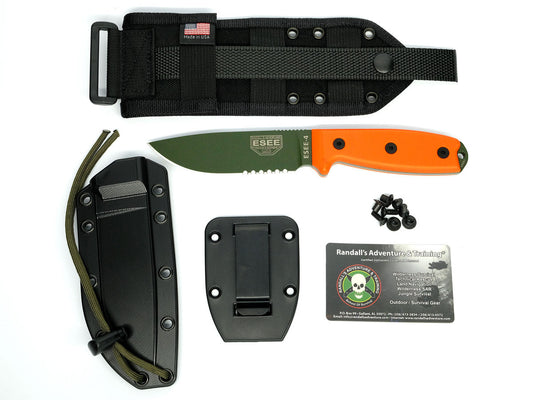 ESEE Knives™ Full-Tang Fixed Blade 4S-MB-OD Orange G10 1095 Carbon Steel Knife