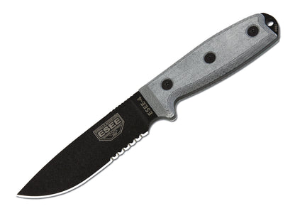 ESEE Knives™ Full-Tang Fixed Blade 4S-B Gray G10 1095 Carbon Steel Knife