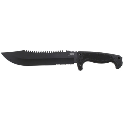 SOG Specialty Knives™ Jungle Primitive Fixed Blade F03TN-CP Black Thermo-Plastic Rubber 8Cr13MoV Stainless Steel Knife