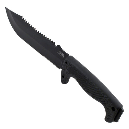 SOG Specialty Knives™ Jungle Primitive Fixed Blade F03TN-CP Black Thermo-Plastic Rubber 8Cr13MoV Stainless Steel Knife