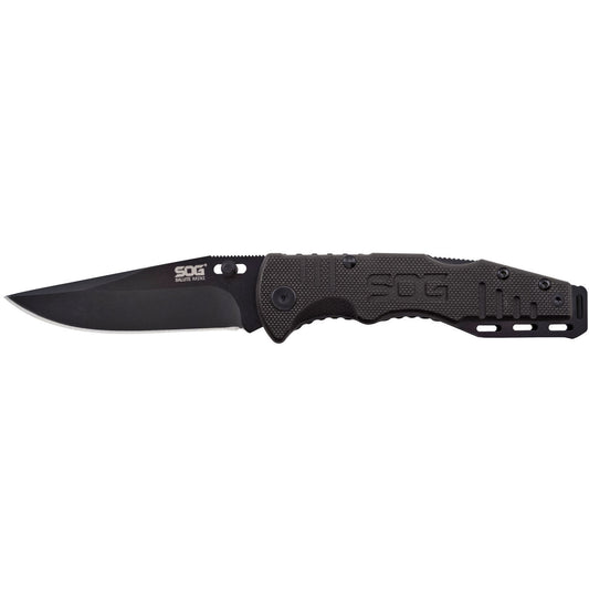 SOG Specialty Knives™ Salute Mini Lockback FF1101-CP Black G-10 8Cr13MoV Stainless Steel Pocket Knife