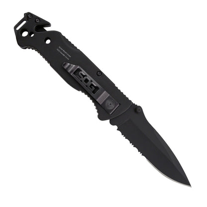 SOG Specialty Knives™ Escape Lockback FF25-CP Black Anodized Aluminum 9Cr18MoV Stainless Steel Pocket Knife