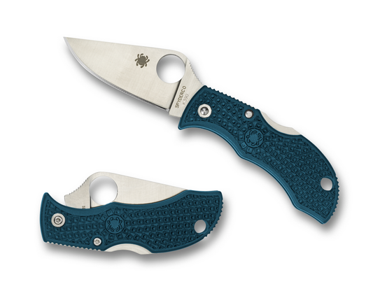 Spyderco Knives™ Manbug Lockback MFPK390 Blue Fiberglass Reinforced Nylon K390 Microclean Carbon Steel Pocket Knife