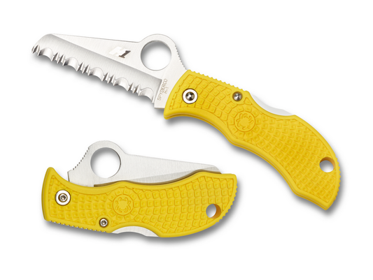 Spyderco Knives™ Manbug Lockback MYLS Marine Yellow Fiberglass Reinforced Nylon H2 Stainless Steel Pocket Knife