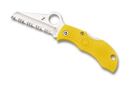 Spyderco Knives™ Manbug Lockback MYLS Marine Yellow Fiberglass Reinforced Nylon H2 Stainless Steel Pocket Knife