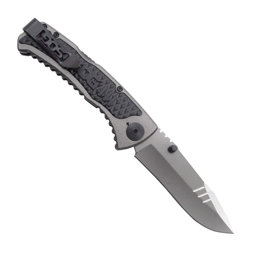 SOG Specialty Knives™ Sideswipe Lockback SW1011-CP Grey Anodized Aluminum 7Cr15 Stainless Steel Pocket Knife