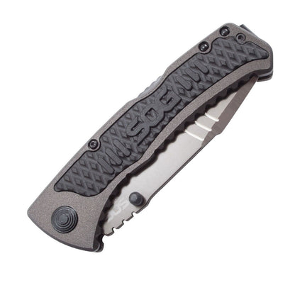 SOG Specialty Knives™ Sideswipe Lockback SW1011-CP Grey Anodized Aluminum 7Cr15 Stainless Steel Pocket Knife