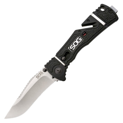 SOG Specialty Knives™ Trident Elite Lever Lock TF101-BX Black Glass-Reinforced Nylon AUS-8 Stainless Steel Pocket Knife