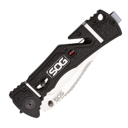 SOG Specialty Knives™ Trident Elite Lever Lock TF101-BX Black Glass-Reinforced Nylon AUS-8 Stainless Steel Pocket Knife