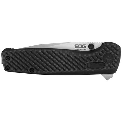 SOG Specialty Knives™ Terminus XR Lever Lock TM1025-BX Black Carbon Fiber and Black G-10 CPM S35VN Stainless Steel Pocket Knife