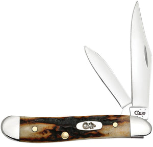 W.R. Case XX Knives Genuine Red Deer Stag Peanut Stainless Pocket Knife 09443