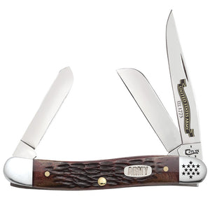 W.R. Case XX Knives US Army Jigged Burnt Walnut Bone Stockman Stainless Pocket Knife 15026