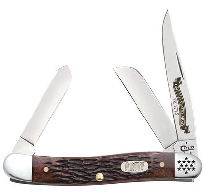 W.R. Case XX Knives US Army Jigged Burnt Walnut Bone Stockman Stainless Pocket Knife 15026