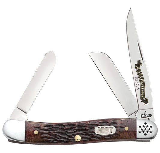 W.R. Case XX Knives US Army Jigged Burnt Walnut Bone Stockman Stainless Pocket Knife 15026