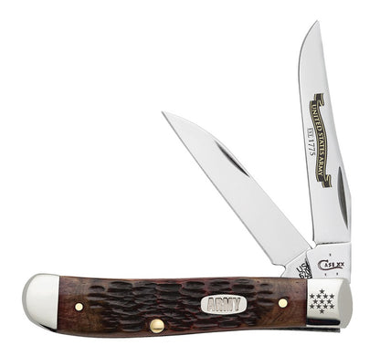 Case XX™ Knives U.S. Army Mini Trapper Jigged Burnt Walnut Bone Stainless 15029